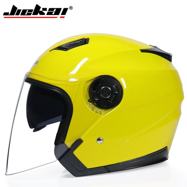 JIEKAI Motorcycle Helmets Electric Bicycle Helmet Open Face Dual Lens Visors Men Women Summer Scooter Motorbike Moto Bike Helmet - ecommuterscooter
