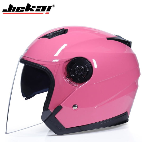 JIEKAI Motorcycle Helmets Electric Bicycle Helmet Open Face Dual Lens Visors Men Women Summer Scooter Motorbike Moto Bike Helmet - ecommuterscooter