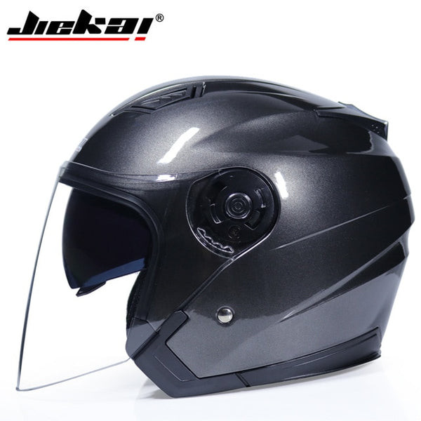 JIEKAI Motorcycle Helmets Electric Bicycle Helmet Open Face Dual Lens Visors Men Women Summer Scooter Motorbike Moto Bike Helmet - ecommuterscooter