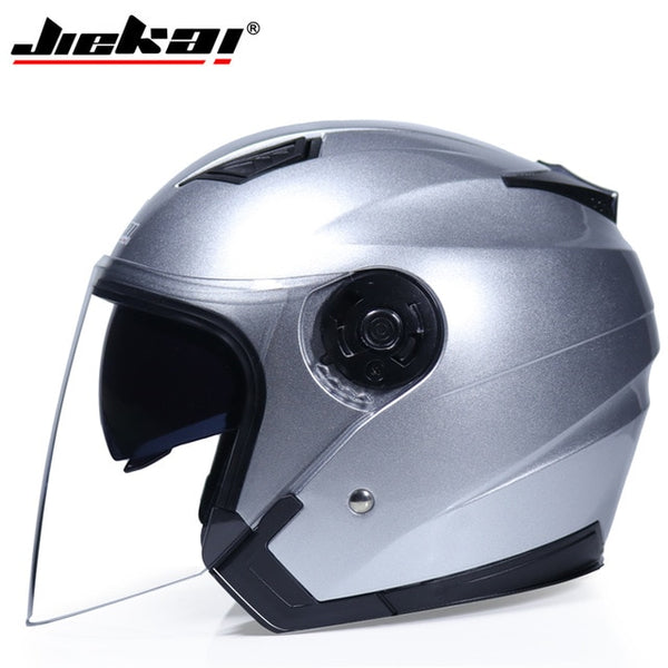 JIEKAI Motorcycle Helmets Electric Bicycle Helmet Open Face Dual Lens Visors Men Women Summer Scooter Motorbike Moto Bike Helmet - ecommuterscooter