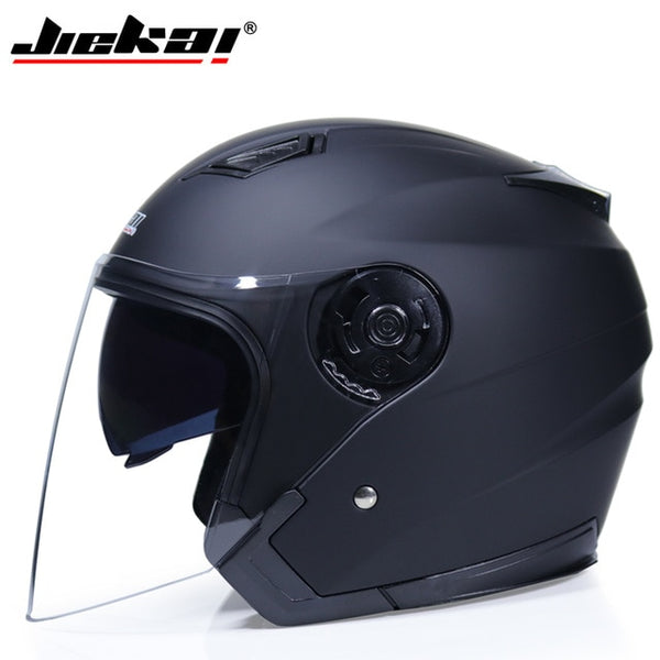 JIEKAI Motorcycle Helmets Electric Bicycle Helmet Open Face Dual Lens Visors Men Women Summer Scooter Motorbike Moto Bike Helmet - ecommuterscooter