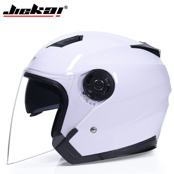 JIEKAI Motorcycle Helmets Electric Bicycle Helmet Open Face Dual Lens Visors Men Women Summer Scooter Motorbike Moto Bike Helmet - ecommuterscooter