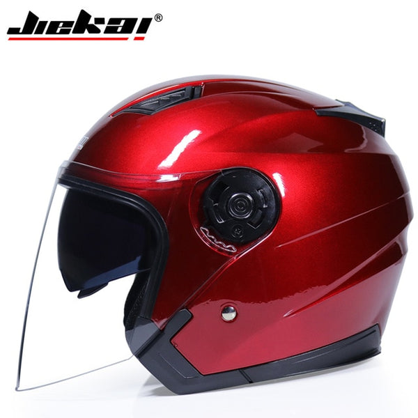 JIEKAI Motorcycle Helmets Electric Bicycle Helmet Open Face Dual Lens Visors Men Women Summer Scooter Motorbike Moto Bike Helmet - ecommuterscooter
